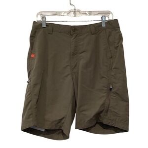 SALE  Mens Hiking Shorts Olive Green Nylon Cargo Utility - Medium